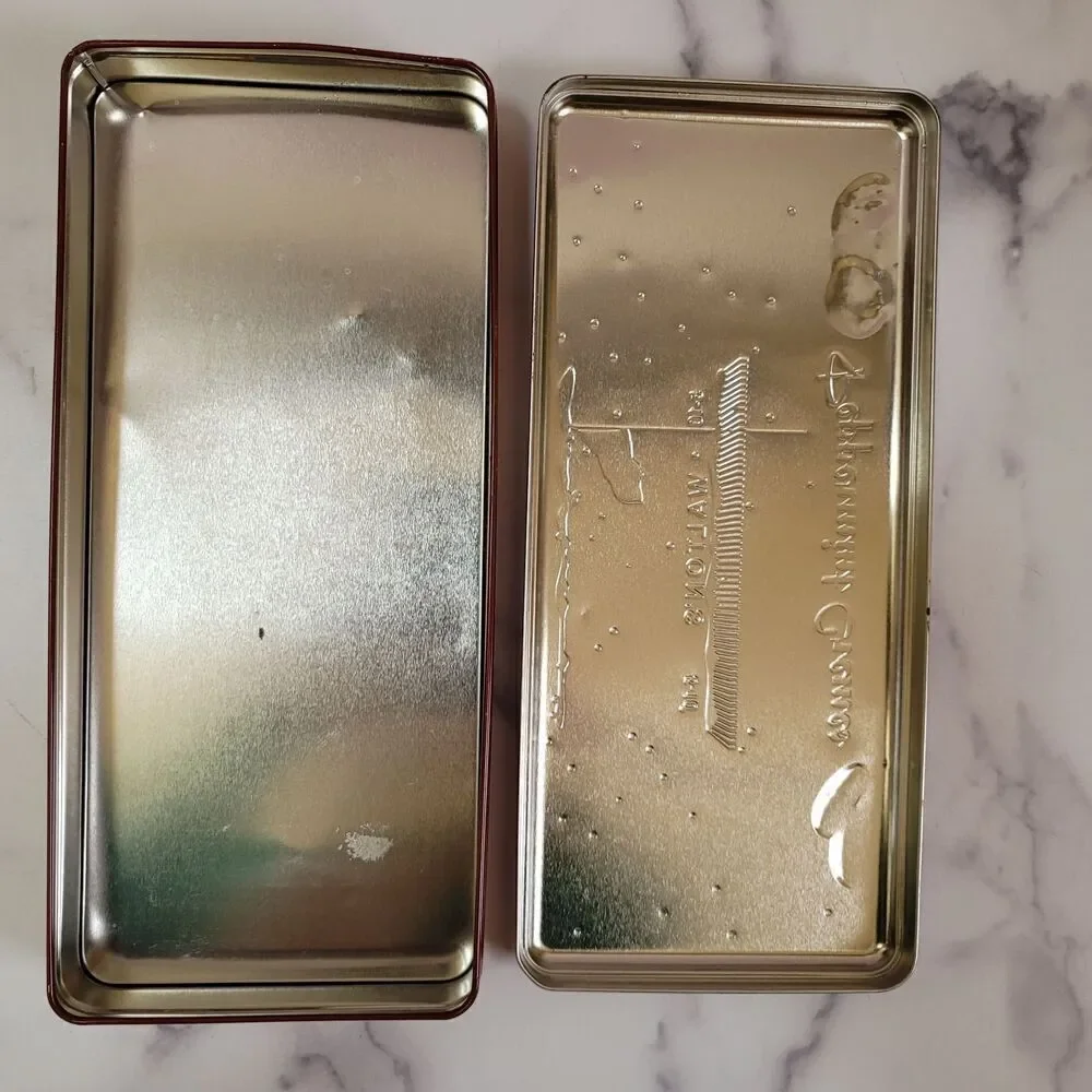 Peppermint cremes metal tin food storage container